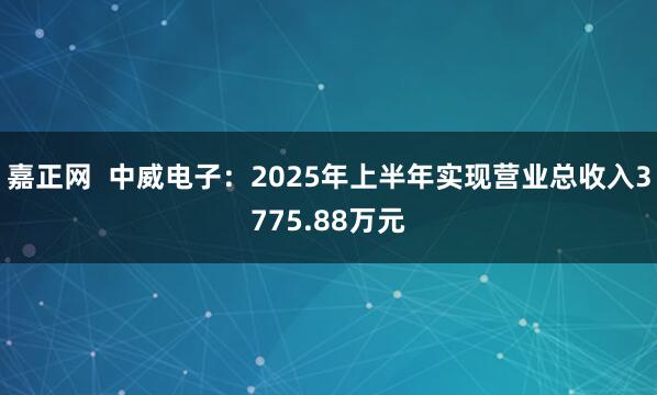 嘉正网  中威电子：2025年上半年实现营业总收入3775.88万元